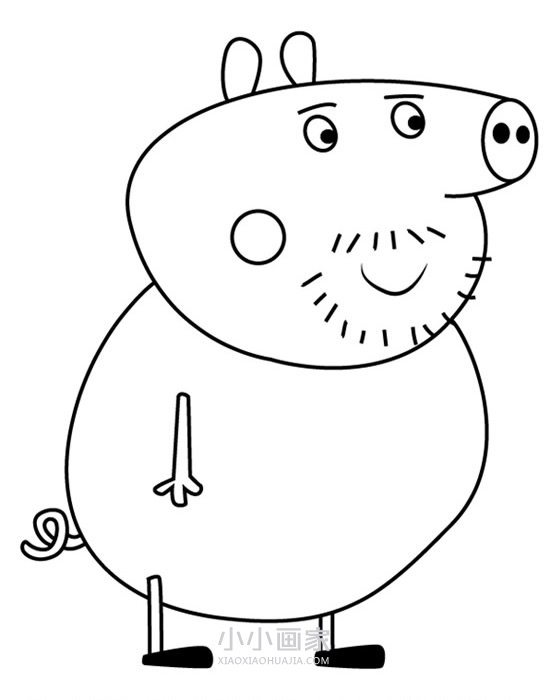 小猪佩奇猪伯伯简笔画画法图片步骤