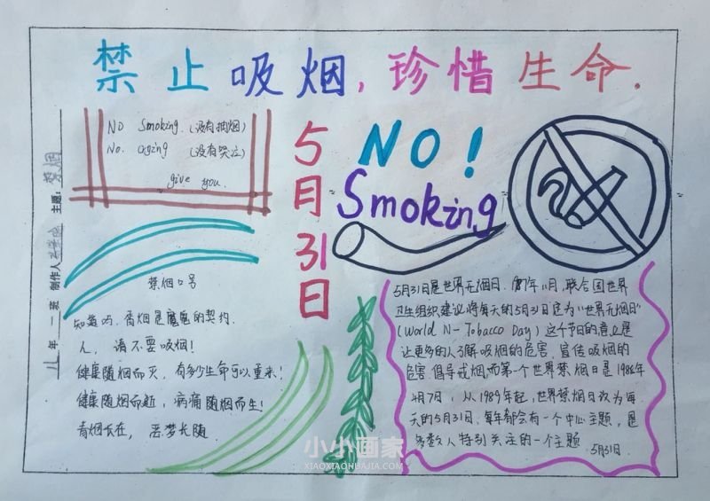 禁止吸烟珍爱生命手抄报内容图片八年级