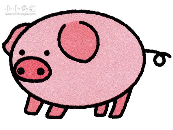 粉红小猪简笔画画法图片步骤
