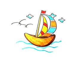 大海里的帆船简笔画画法图片步骤