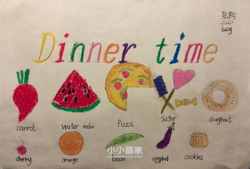 二年级dinner Time晚餐英语手抄报图片 小小画家
