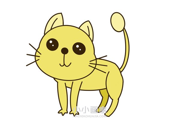 黄色猫咪简笔画画法图片步骤
