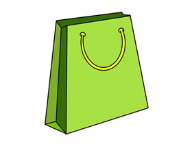 绿色购物袋简笔画画法图片步骤