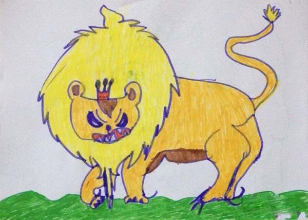 发怒的狮子儿童画图片